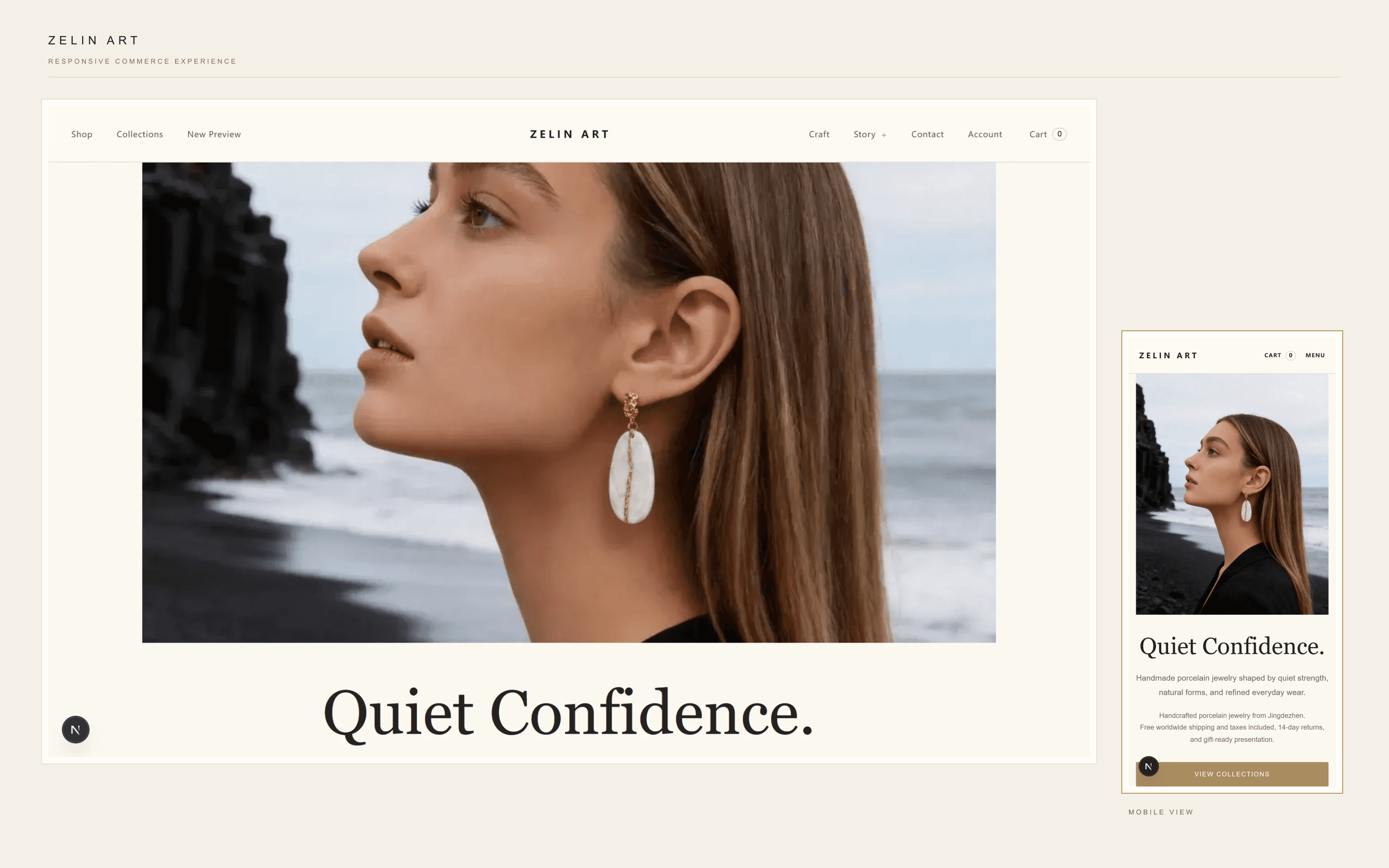 ZELIN ART responsive homepage presentation