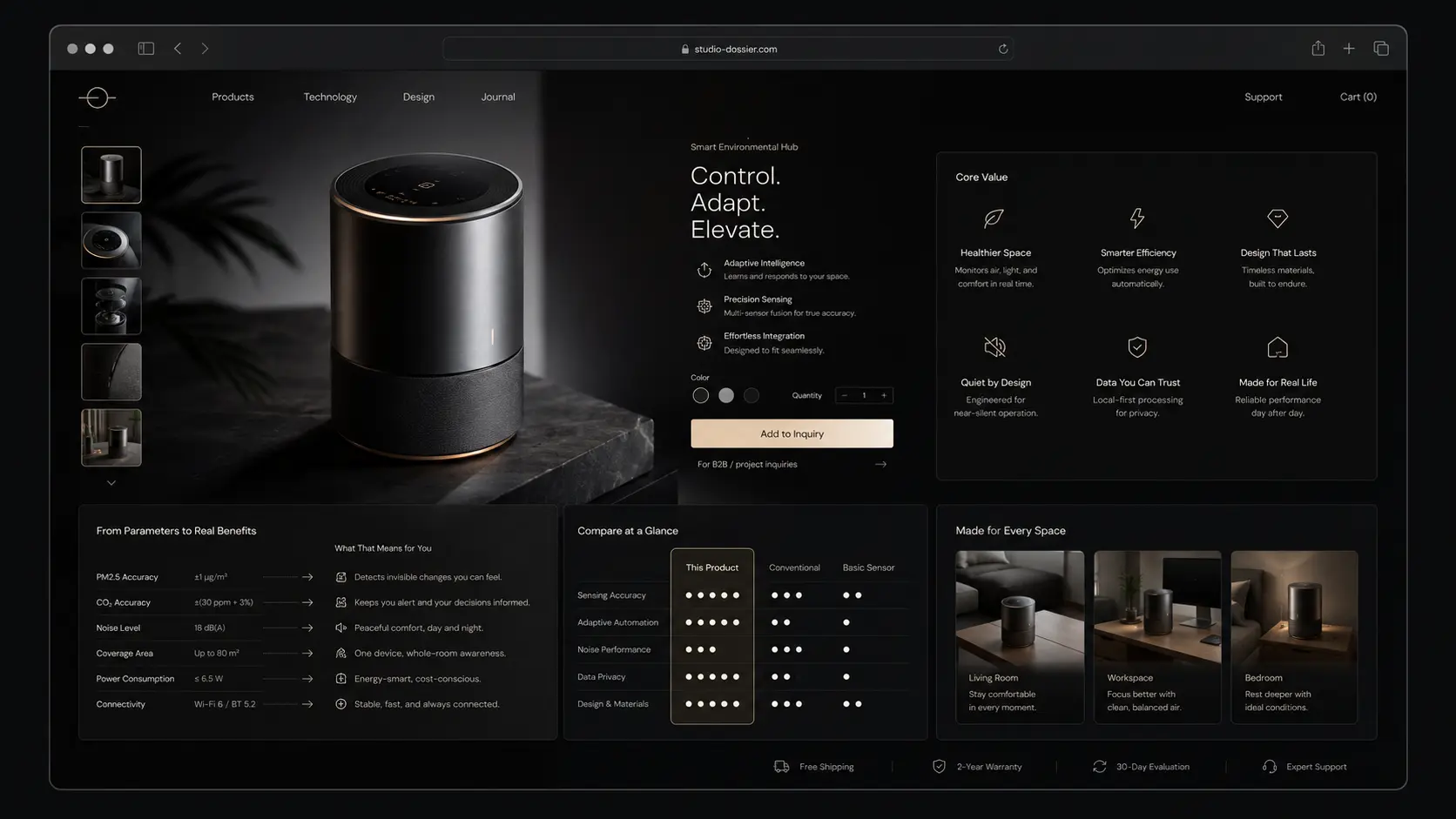 Smart hardware product conversion page concept