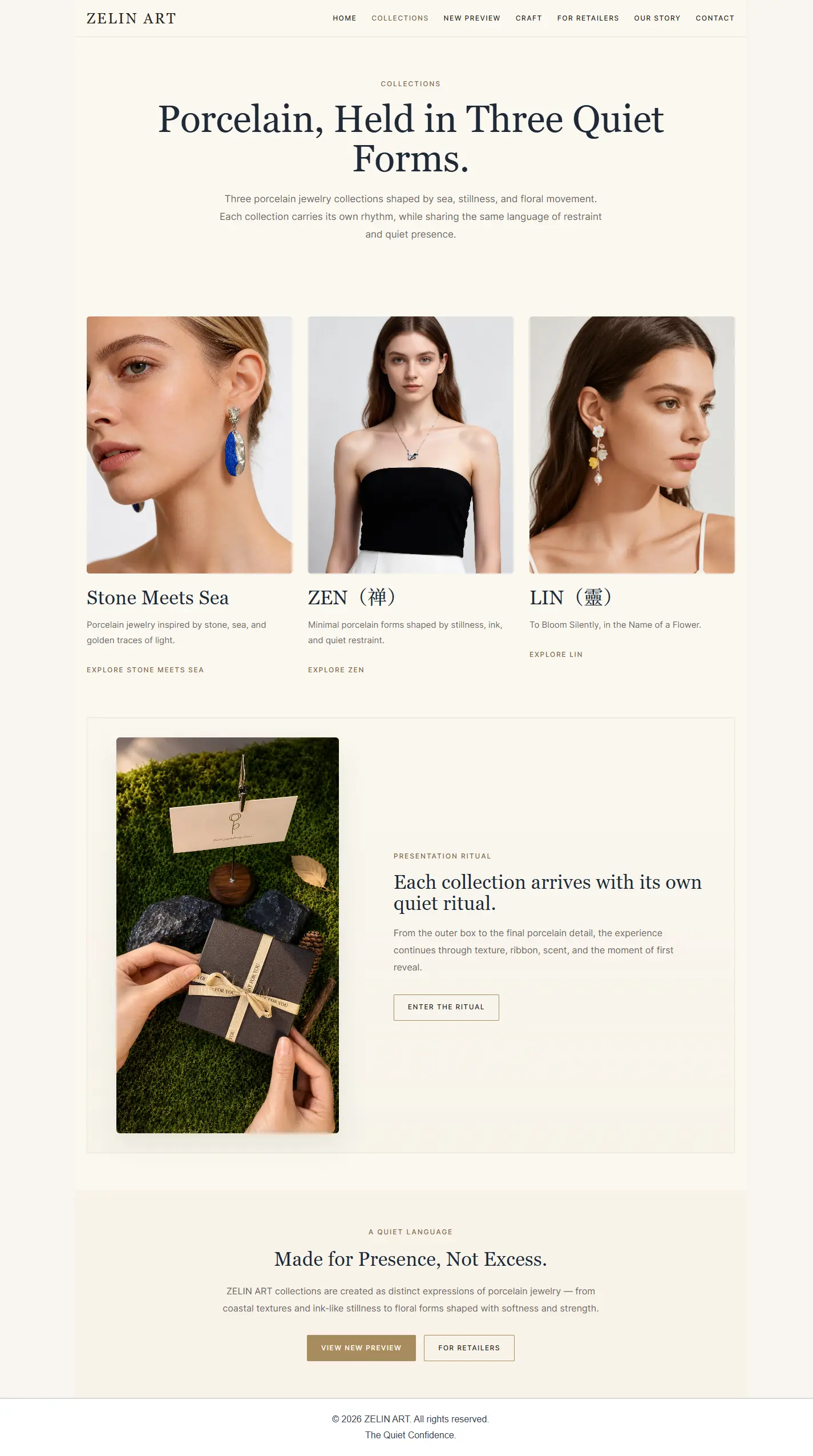 ZELIN ART collections page screenshot